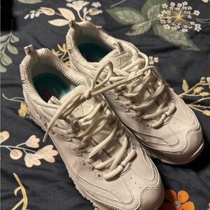 Skechers White Lace-Up Sneakers WIDE FIT